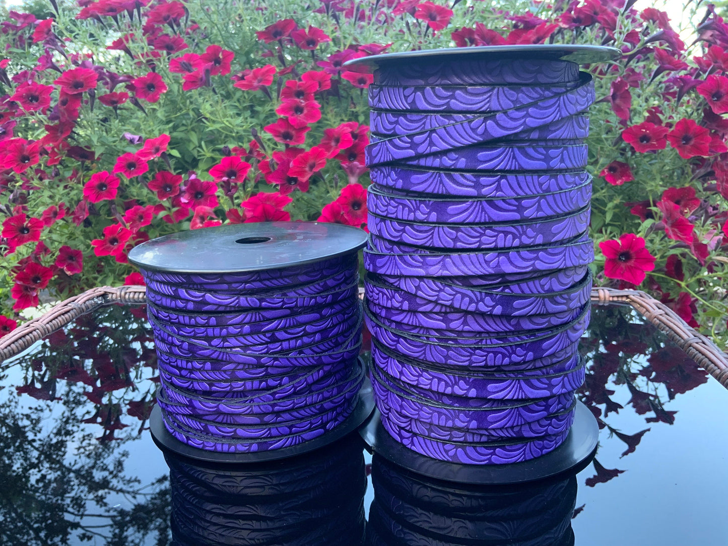 MADE in EUROPE 24'' engraved leather cord, 5mm and 10mm flat leather cord, flat embossed leather cord (AR150/23)