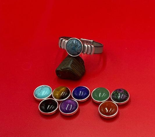 FS0636>>MADE IN EUROPE zamak 10mm slider with 20mm natural gemstone, 10mm flat cord slider with natural stone cabochon, Qty1
