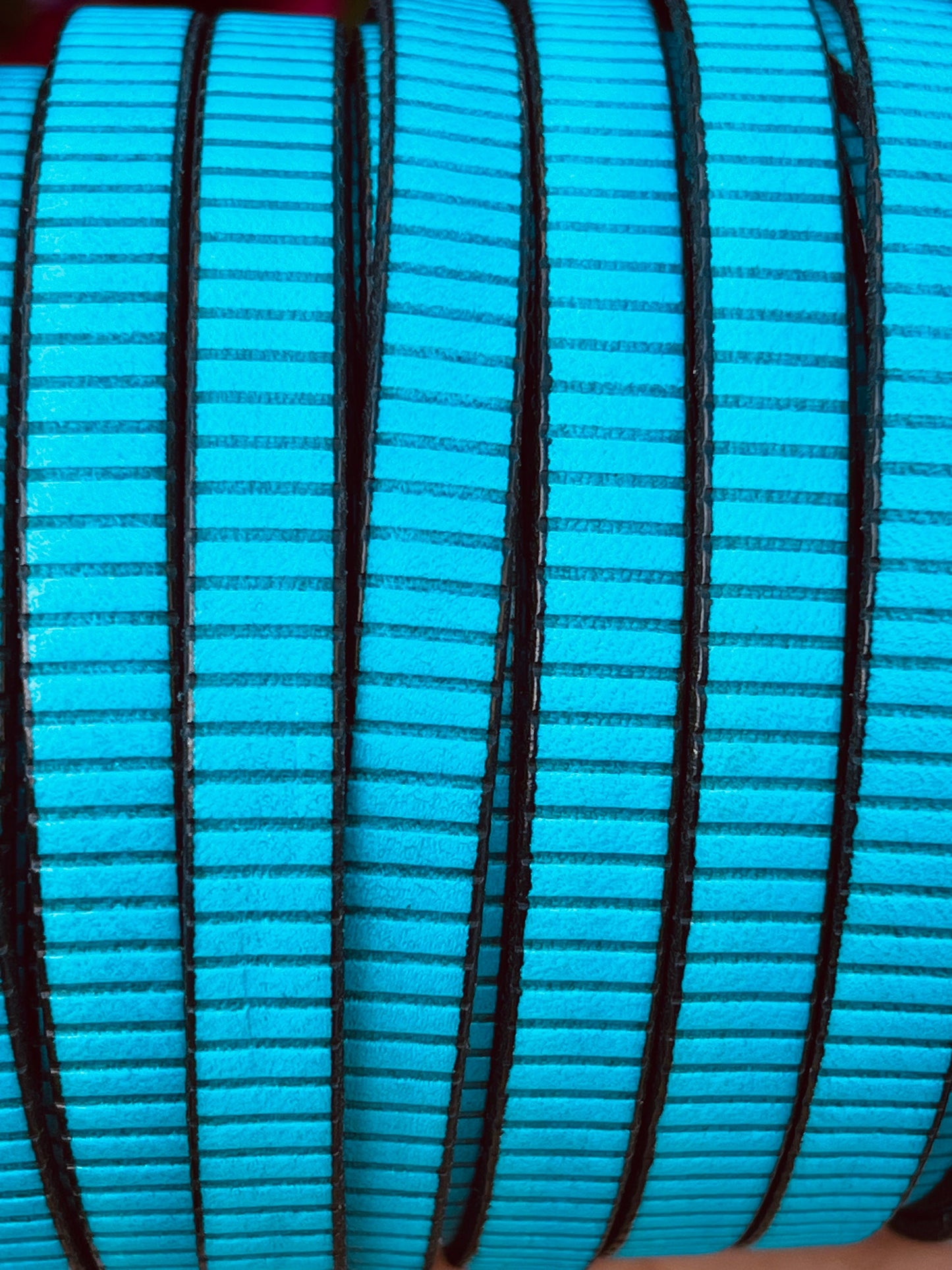 MADE in EUROPE 24" flat engraved leather cord, 10mm leather cord, line embossed leather cord (AR270/10/18)