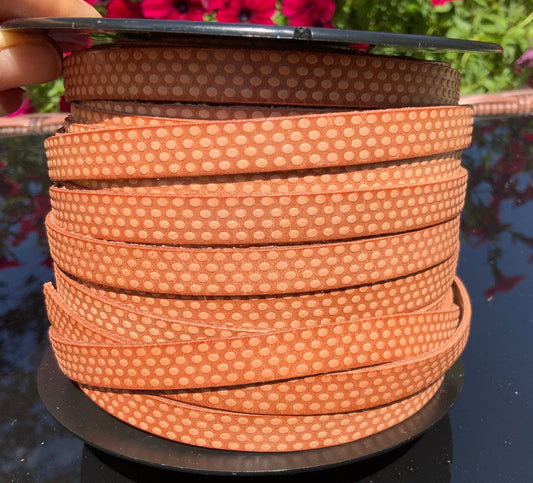MADE in EUROPE 24" of 10mm leather cord, 10mm genuine natural color leather cord, flat 10mm natural color embossed leather cord(AR110/10/01)