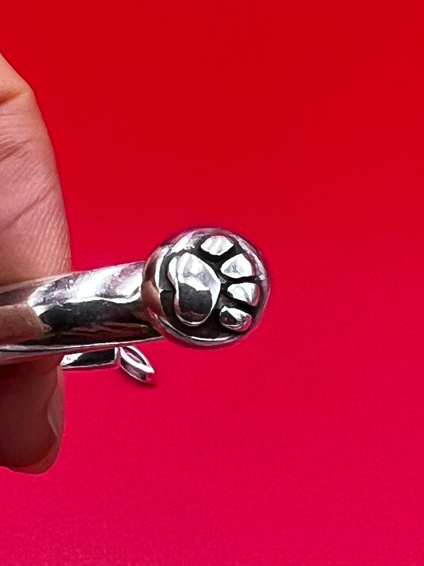 B0104>> MADE in EUROPE zamak paw print button half bracelet+ slider, silver half bracelet, zamak half cuff, Qty1