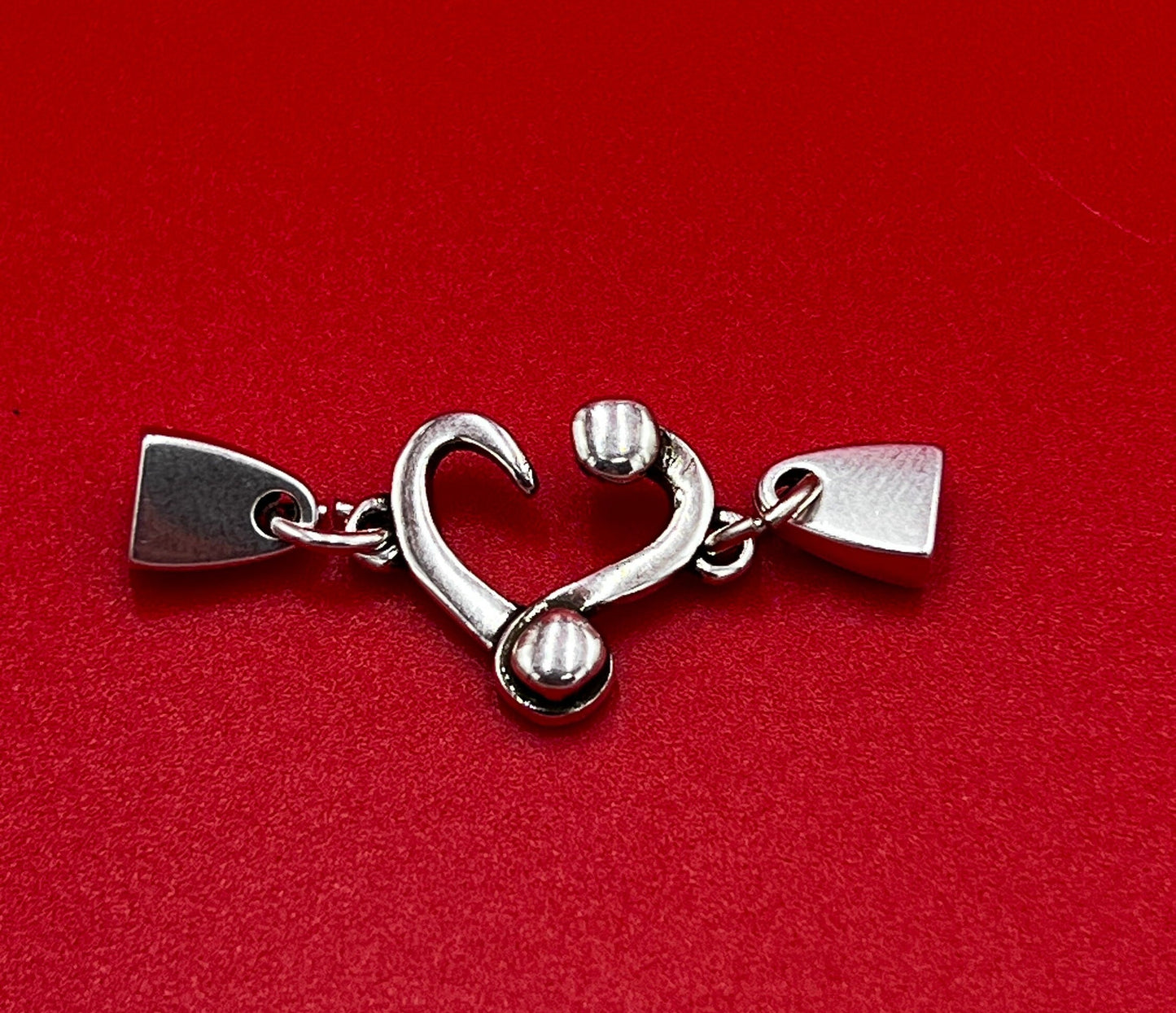 C0175>>MADE in EUROPE zamak heart connector, silver heart connector, bracelet zamak connector,  Qty1