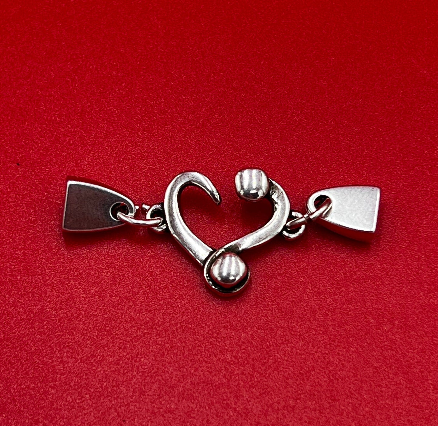 C0175>>MADE in EUROPE zamak heart connector, silver heart connector, bracelet zamak connector,  Qty1