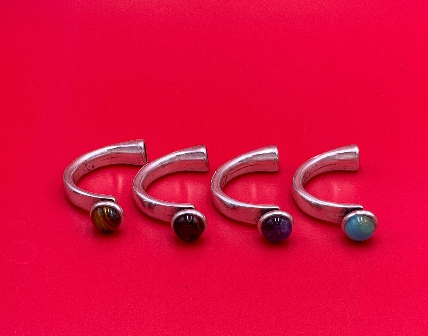 B0089>>MADE in EUROPE zamak half bracelet with gemstone, 5mm cord half bracelet with natural gemstone cabochon