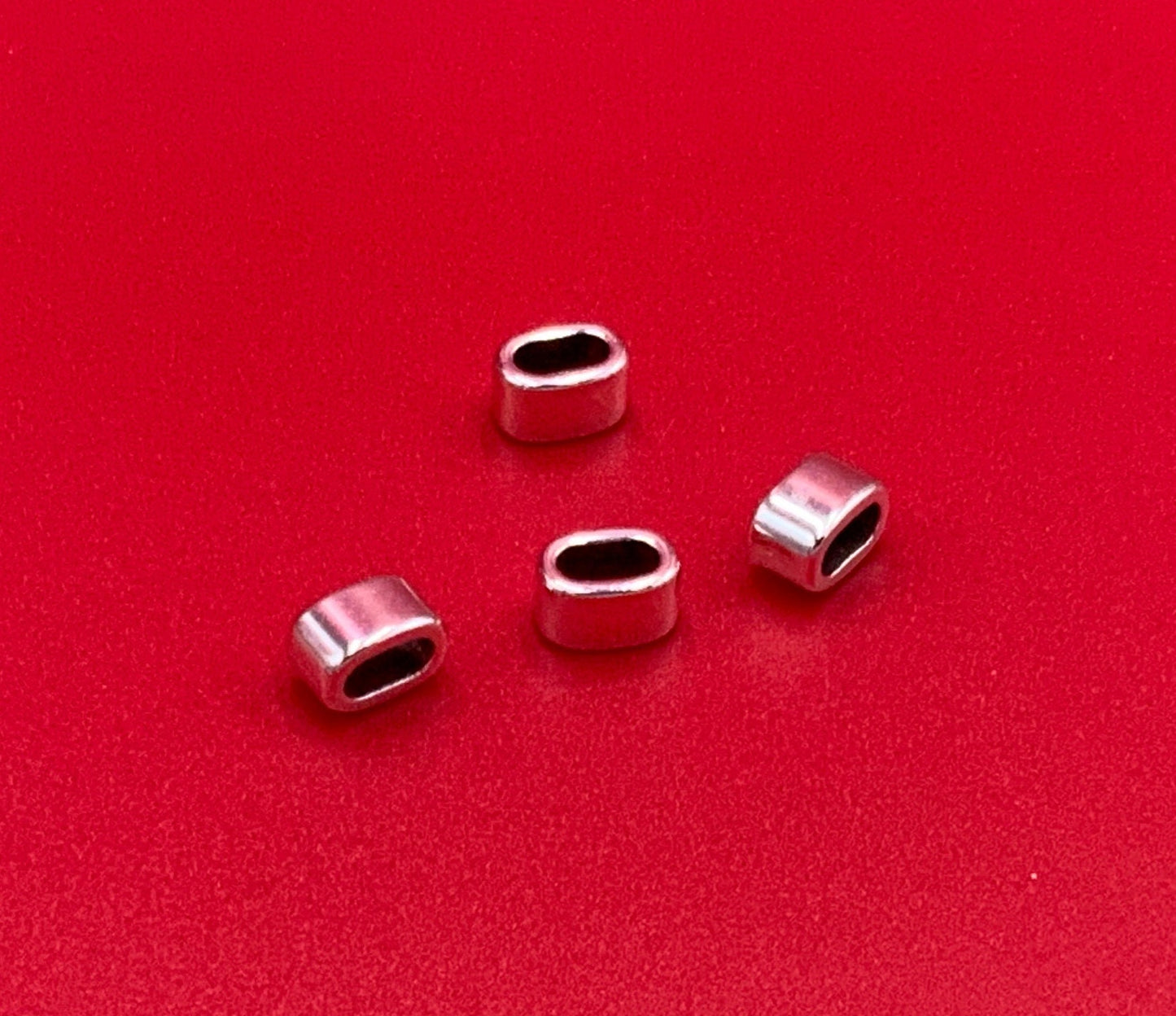 FS0635>>MADE IN EUROPE 4 zamak 6x3mm sliders, 3mm cord sliders, 3mm double round cord sliders, silver sliders Qty4