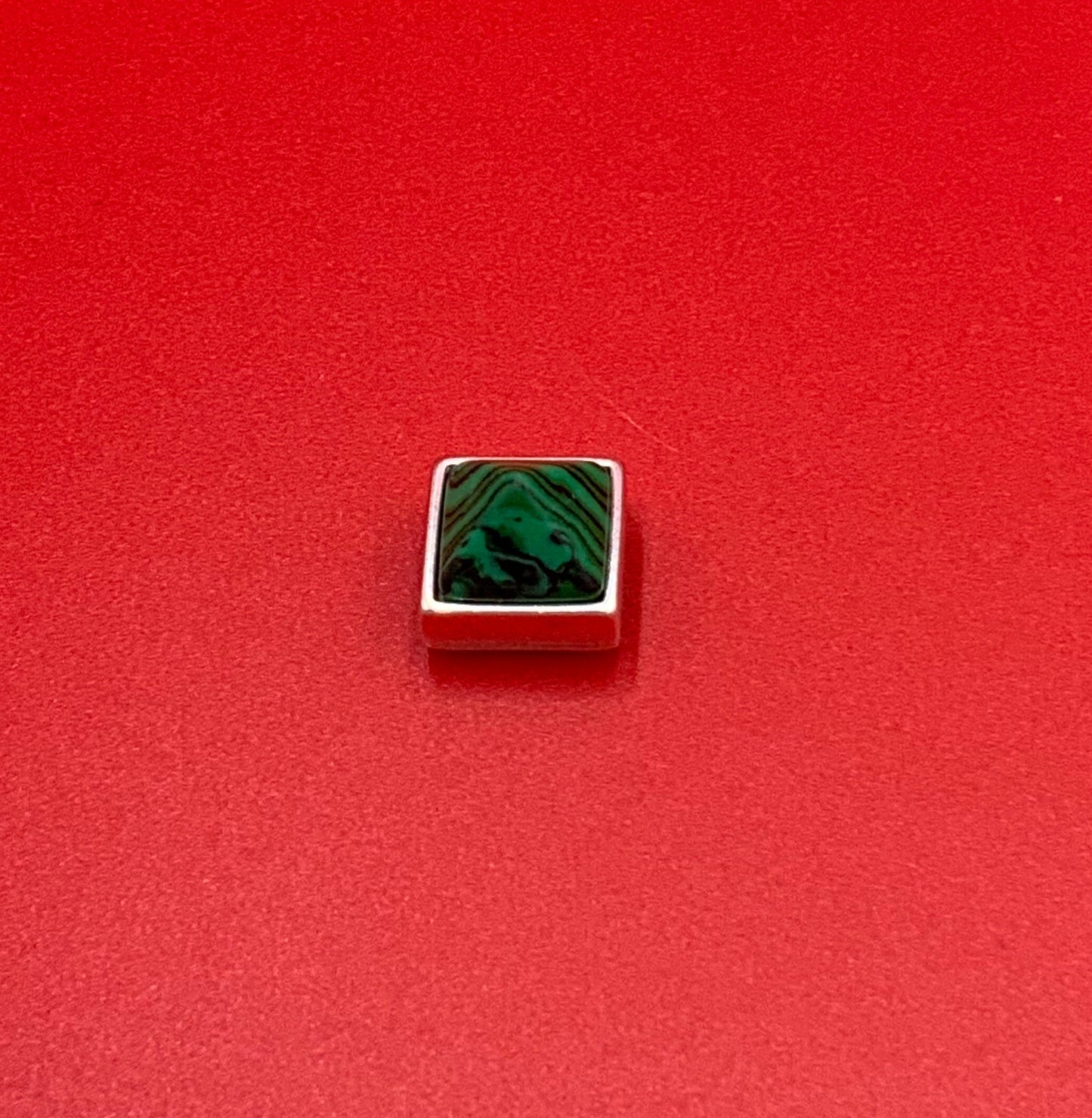 FS0623>>MADE IN EUROPE zamak square slider with natural gemstone, 10mm flat cord slider with natural stone cabochon, Qty1