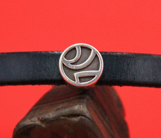 FS0602>>MADE in EUROPE 2 zamak round engraved sliders, 10mm flat cord sliders, 10mm leather cord sliders,(NG2072) Qty2