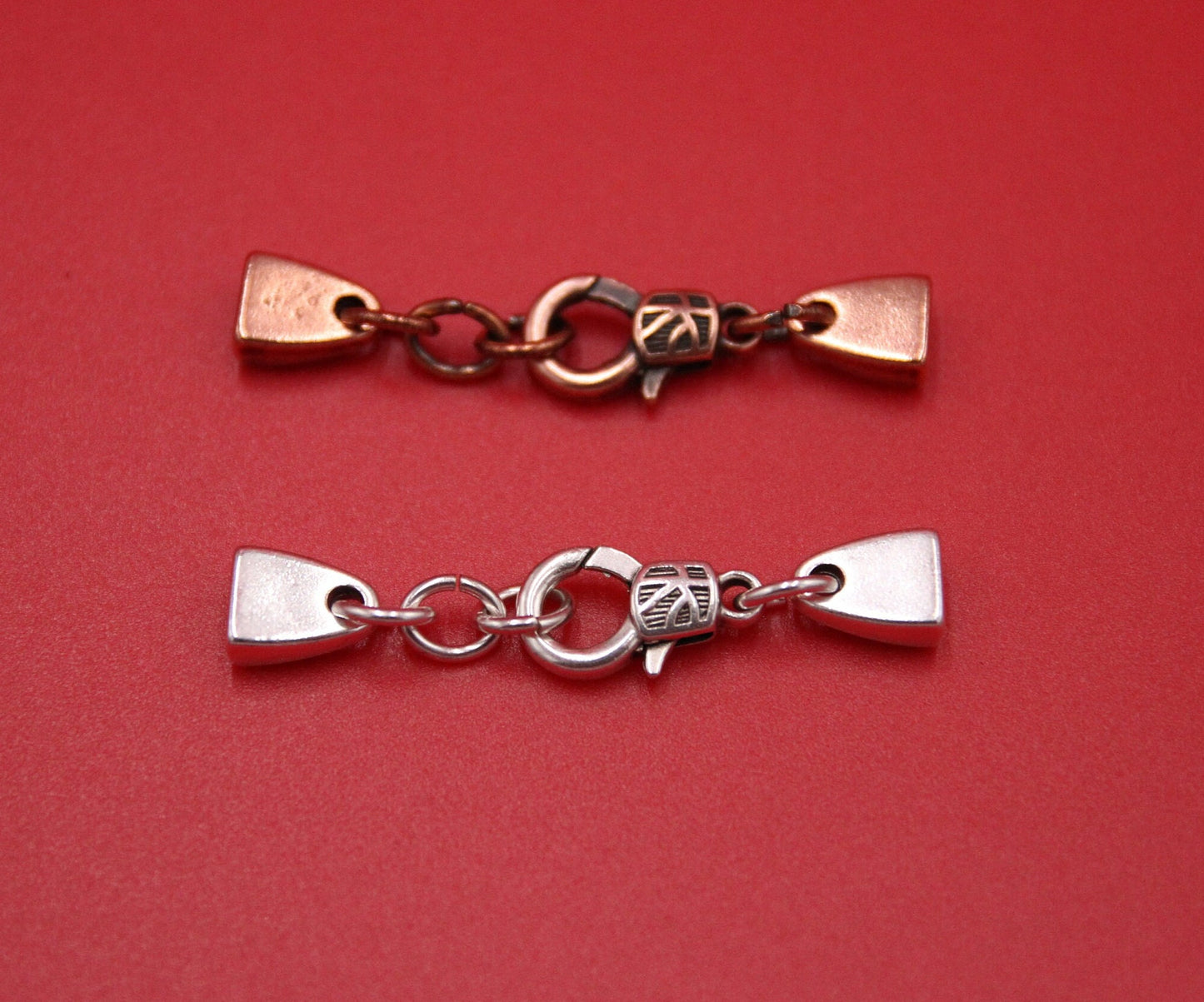 FC0419>>MADE in EUROPE zamak flat cord clasp with short extension chain, 5mm flat cord Zamak clasp with lobster hook, Qty1