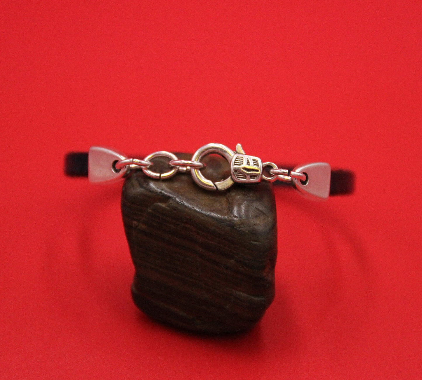FC0419>>MADE in EUROPE zamak flat cord clasp with short extension chain, 5mm flat cord Zamak clasp with lobster hook, Qty1