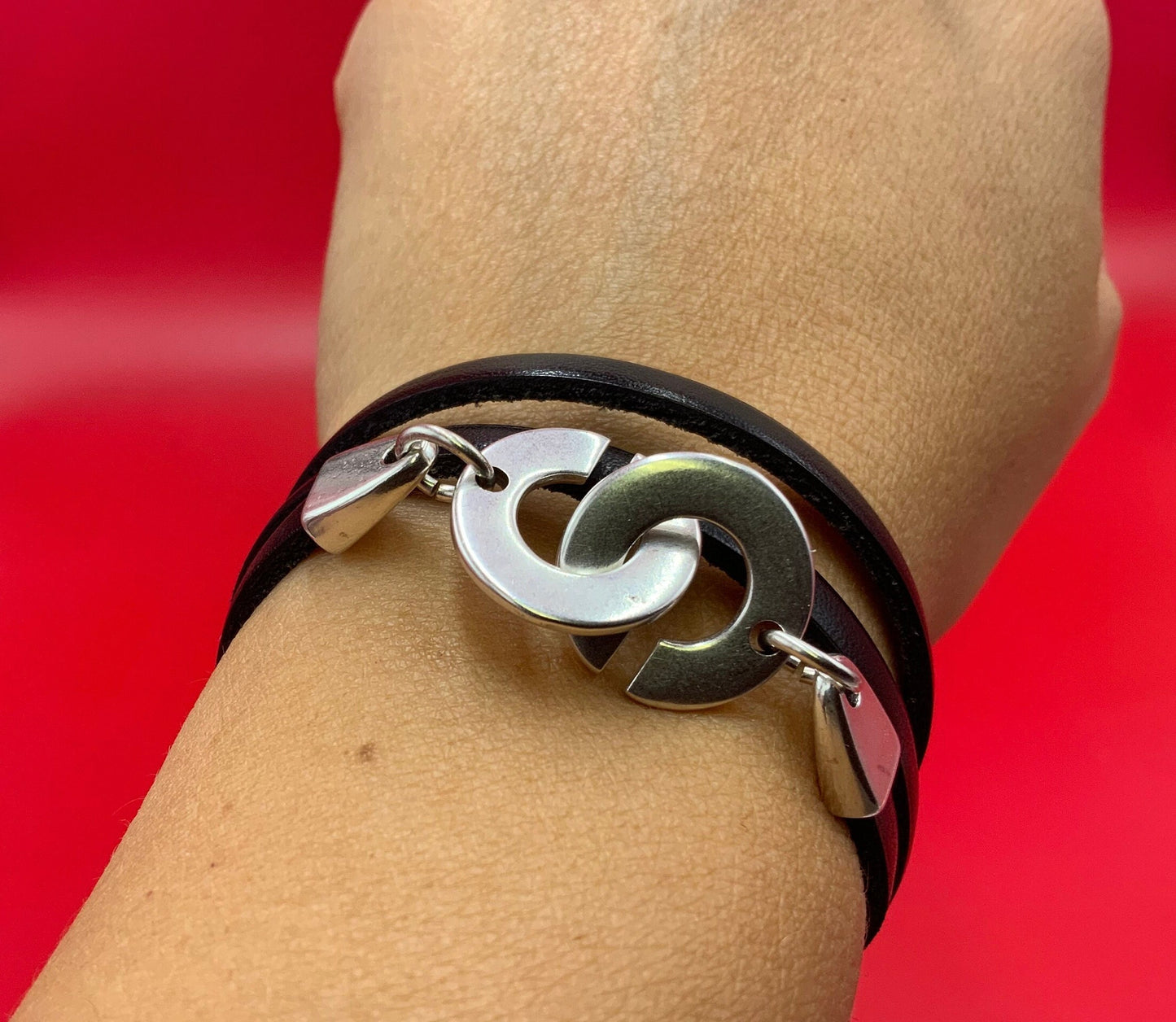 FC0417>>MADE in EUROPE Zamak two parts clasp, 5mm flat cord clasp, zamak silver clasp, Qty 1set