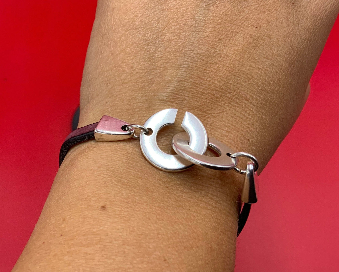 FC0417>>MADE in EUROPE Zamak two parts clasp, 5mm flat cord clasp, zamak silver clasp, Qty 1set