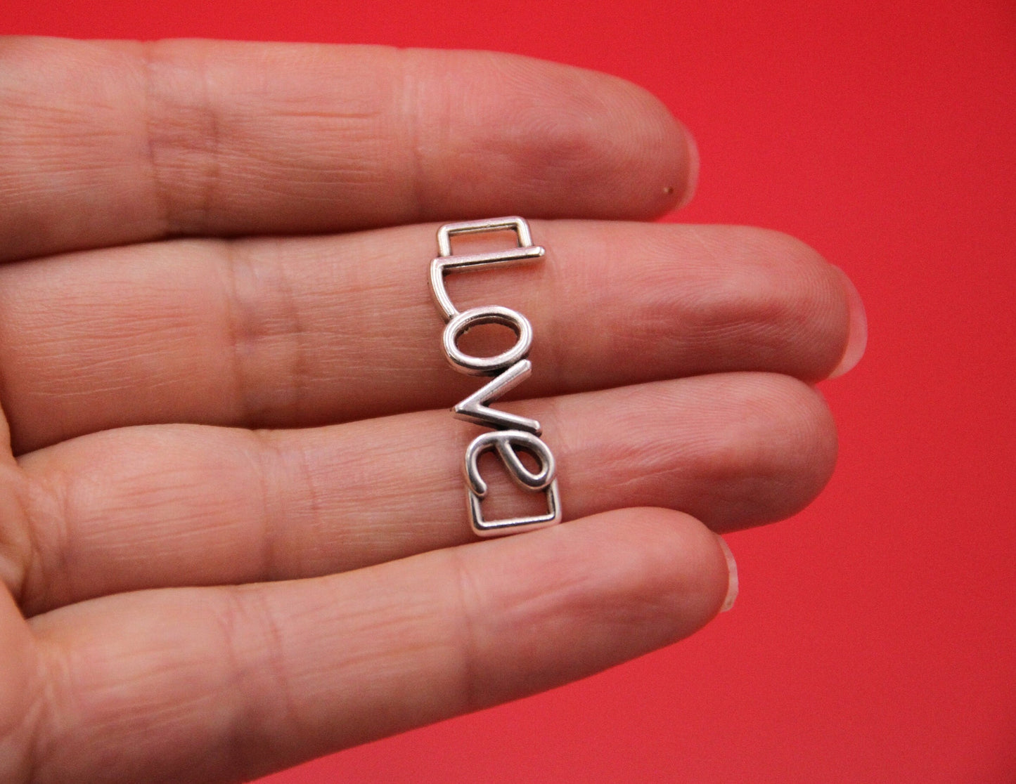 C0176>>MADE in EUROPE zamak LOVE connector+loop maker findings, silver love connector with loop makers,(NG2567) Qty1set