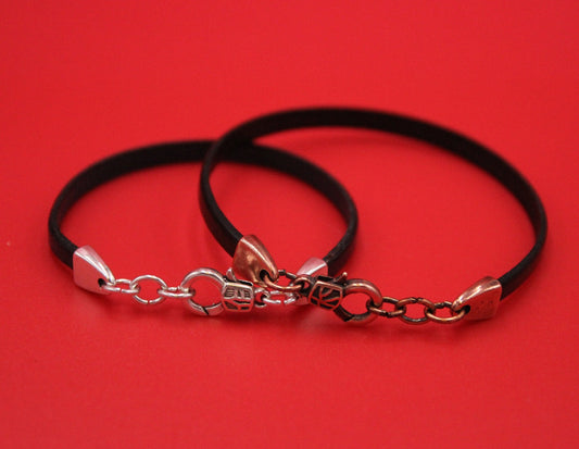 FC0419>>MADE in EUROPE zamak flat cord clasp with short extension chain, 5mm flat cord Zamak clasp with lobster hook, Qty1