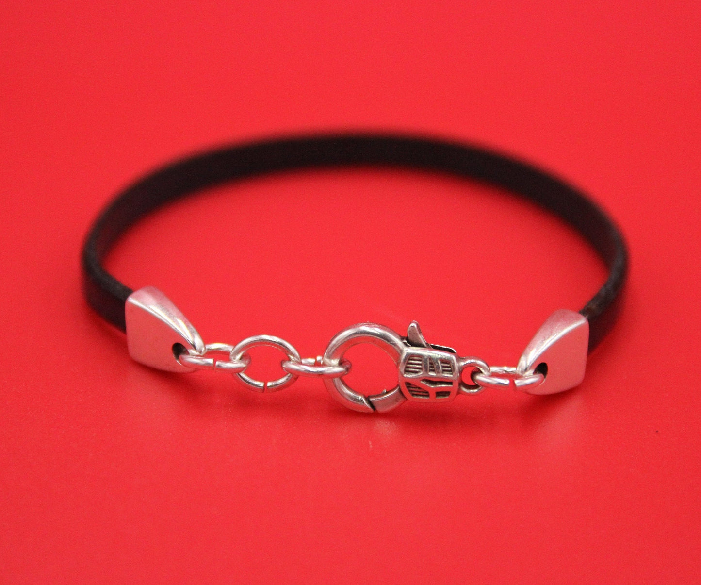 FC0419>>MADE in EUROPE zamak flat cord clasp with short extension chain, 5mm flat cord Zamak clasp with lobster hook, Qty1