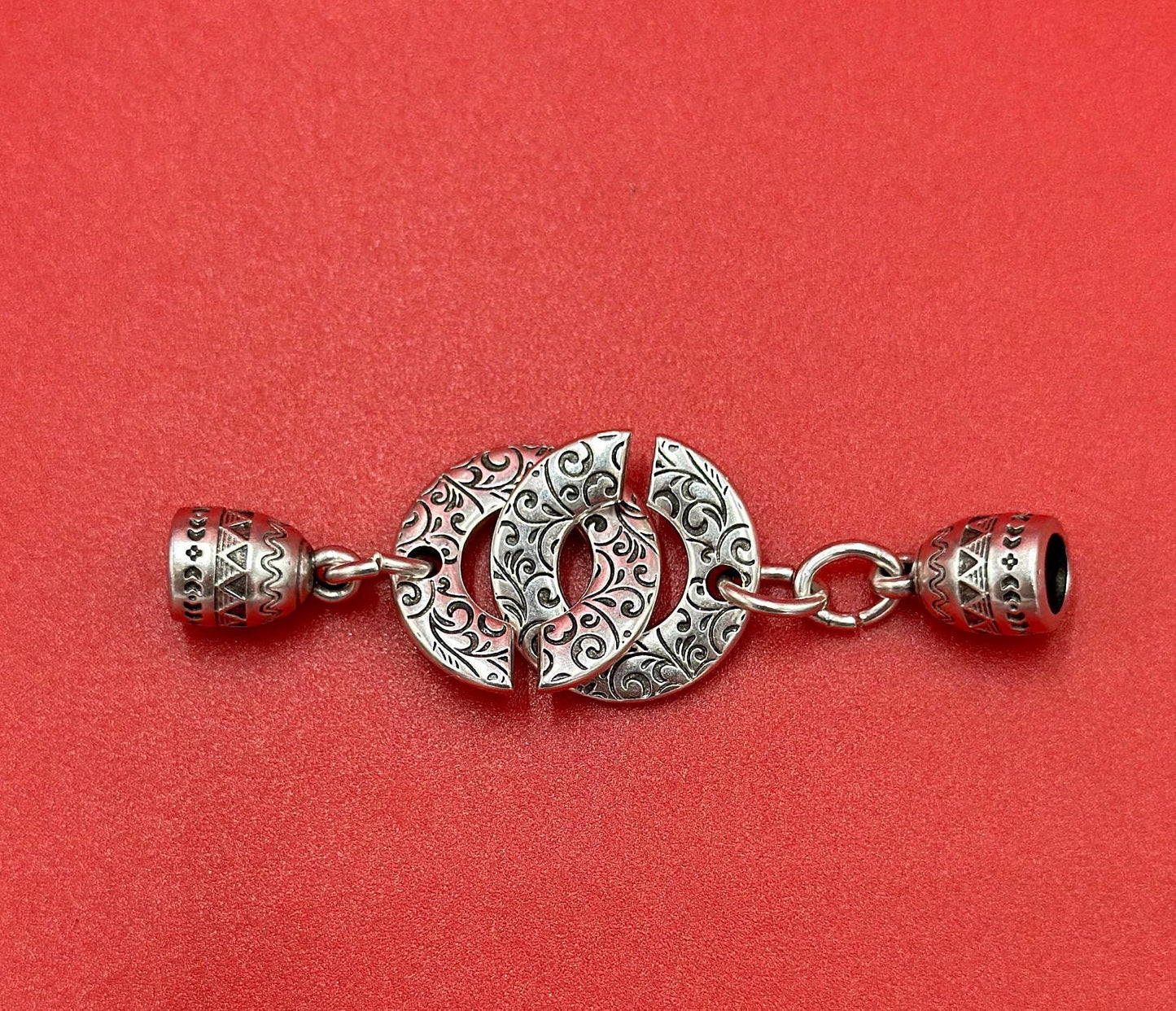RC0208>>MADE in EUROPE zamak two parts clasp, round cord clasp, 5mm cord clasp Qty1