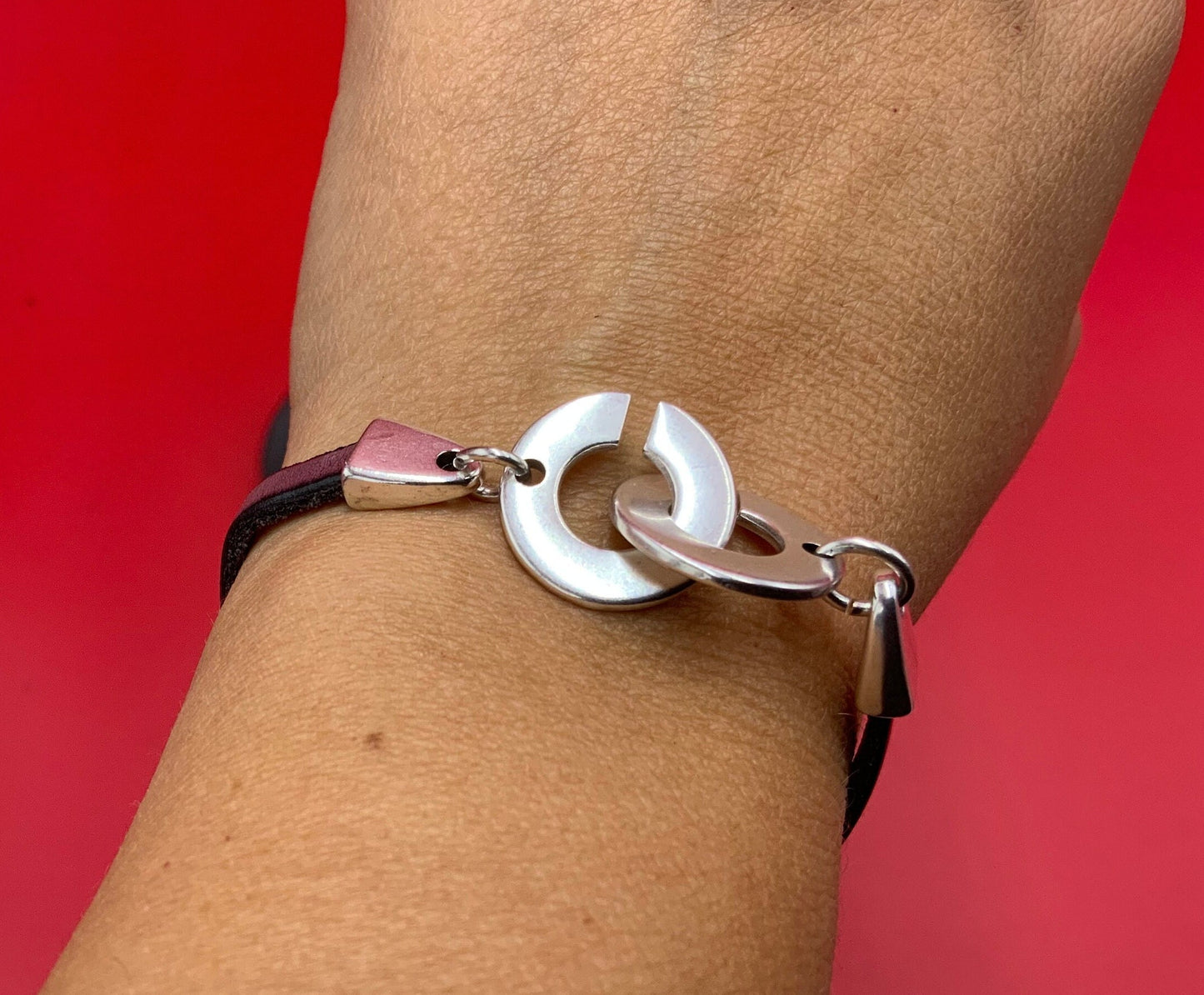 FC0417>>MADE in EUROPE Zamak two parts clasp, 5mm flat cord clasp, zamak silver clasp, Qty 1set