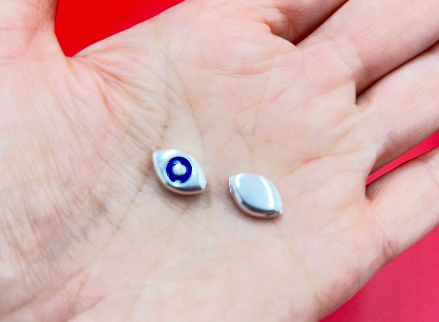 FS0640>>MADE in EUROPE 2 Zamak sliders for 5mm cord, Evil eye 5mm sliders qty2