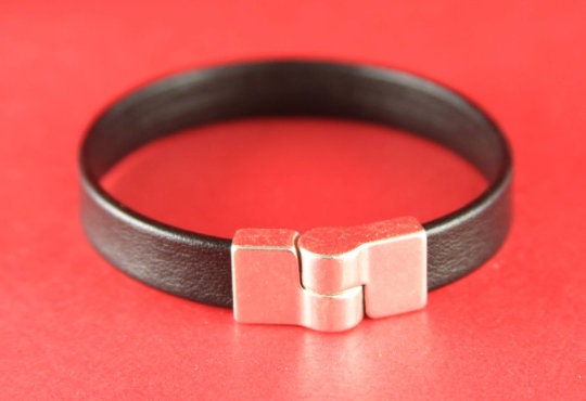 FC0053>>MADE in EUROPE zamak clasp, 10mm flat cord clasp, silver and copper bendable clasp Qty1