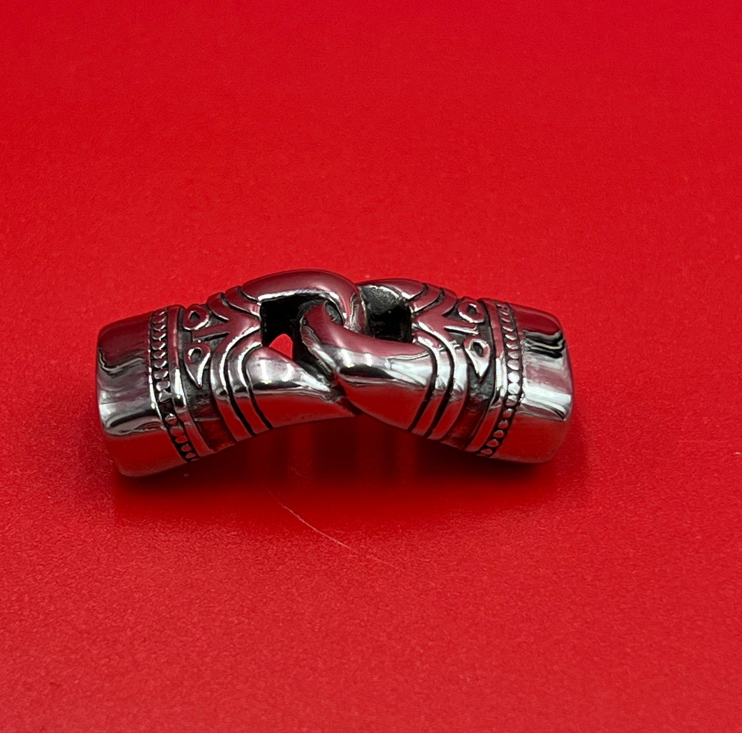 C0183>>304 stainless steel connector, licorice leather cord connector  Qty1