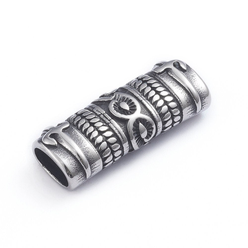 RS0190>> 304 Stainless steel engraved slider, 8x4mm stainless steel slider,  slider for double 4mm round cord