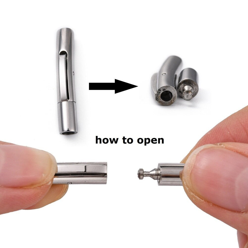 RC0226>>304 Stainless steel clasp for 3mm round cord, round leather cord bayonet clasp qty1