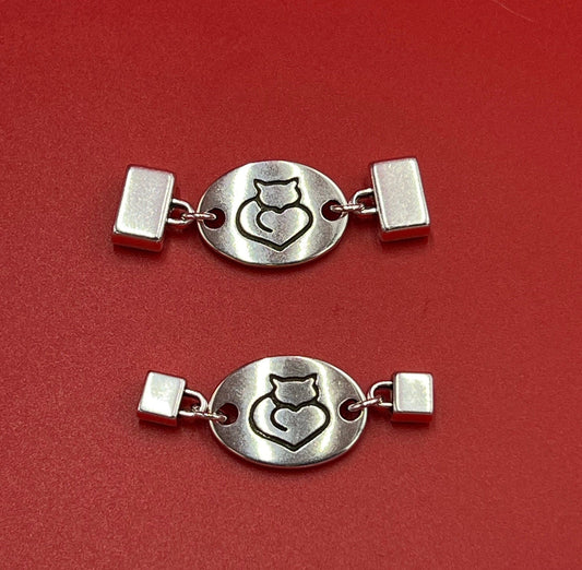 C0180>>MADE in EUROPE Zamak cat embossed connector, 10mm or 5mm cord connector, Qty 1