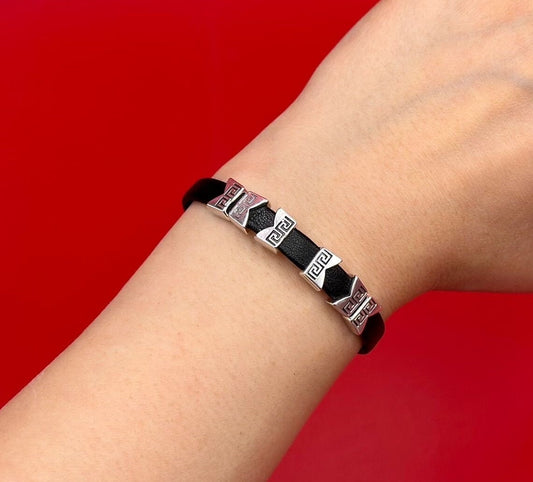 FS0645>>MADE in EUROPE 4 Zamak sliders for 6mm cord, flat cord slider, zamak 6mm sliders with Greek key pattern qty4