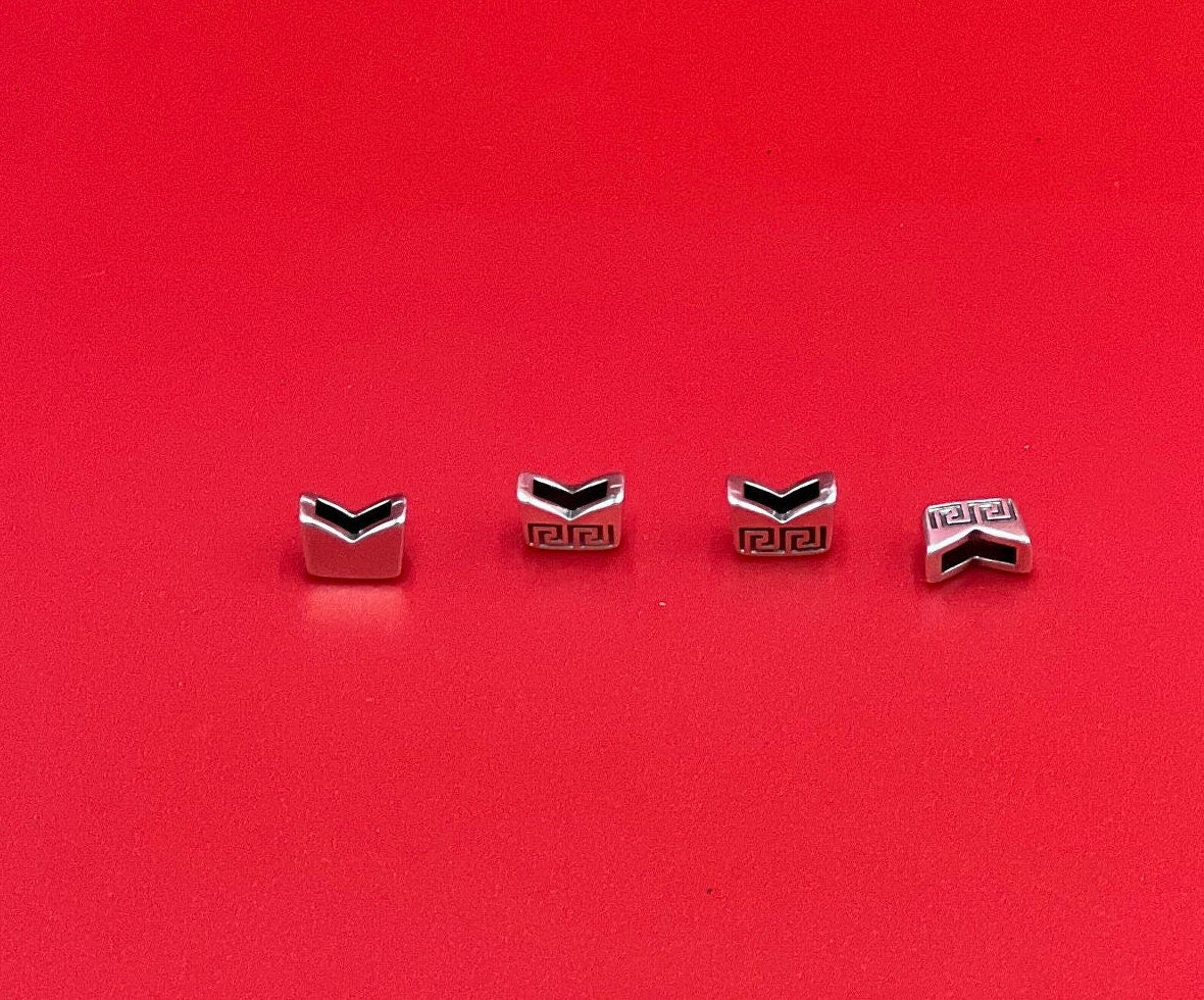 FS0645>>MADE in EUROPE 4 Zamak sliders for 6mm cord, flat cord slider, zamak 6mm sliders with Greek key pattern qty4