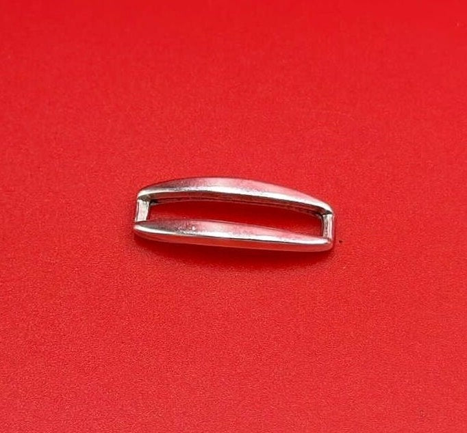 C0197>>MADE in EUROPE Zamak connector with 2 loop makers, connector for 3mm flat leather cord,  connector Qty 1set