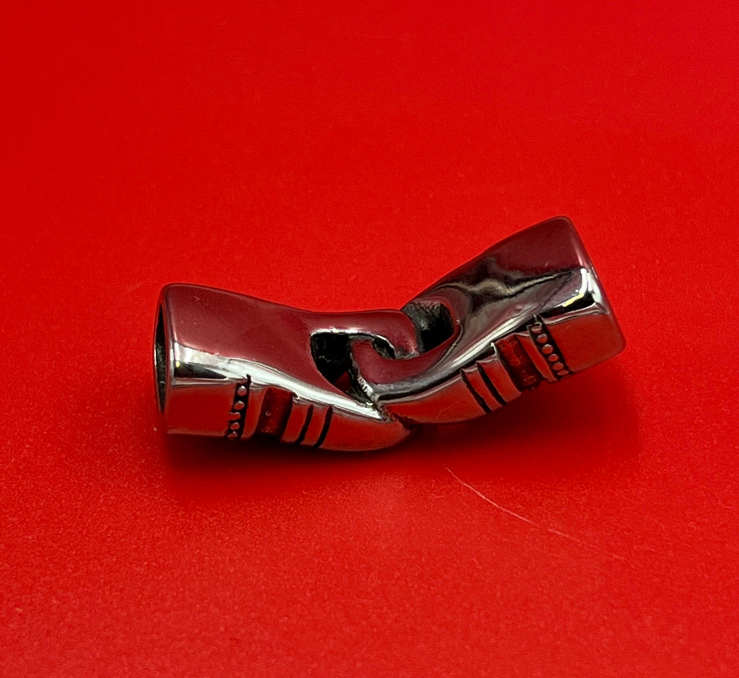 C0183>>304 stainless steel connector, licorice leather cord connector  Qty1