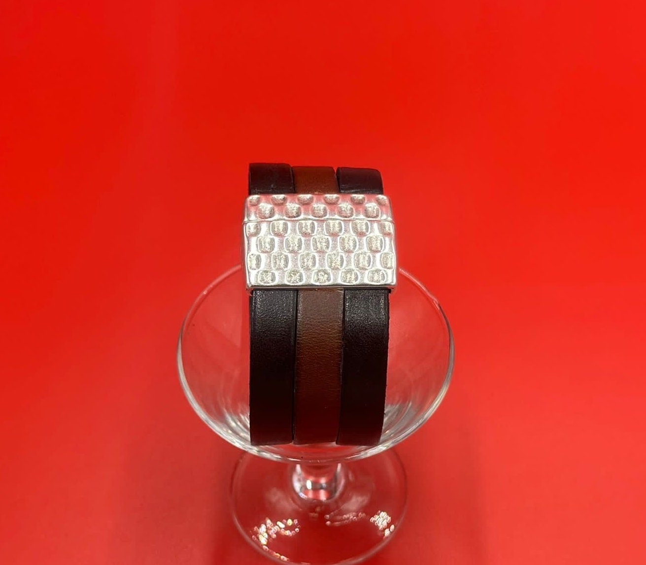 FC0426>> MADE in EUROPE flat cord hammered clasp, 30mm flat cord clasp, large clasp qty1
