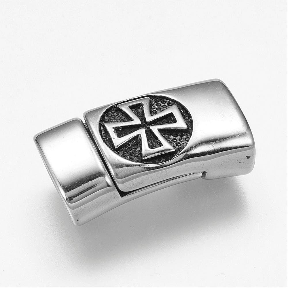 LC0038>> 304 Stainless steel cross clasp, licorice cord clasp, Stainless steel clasp for 12x6mm licorice cord