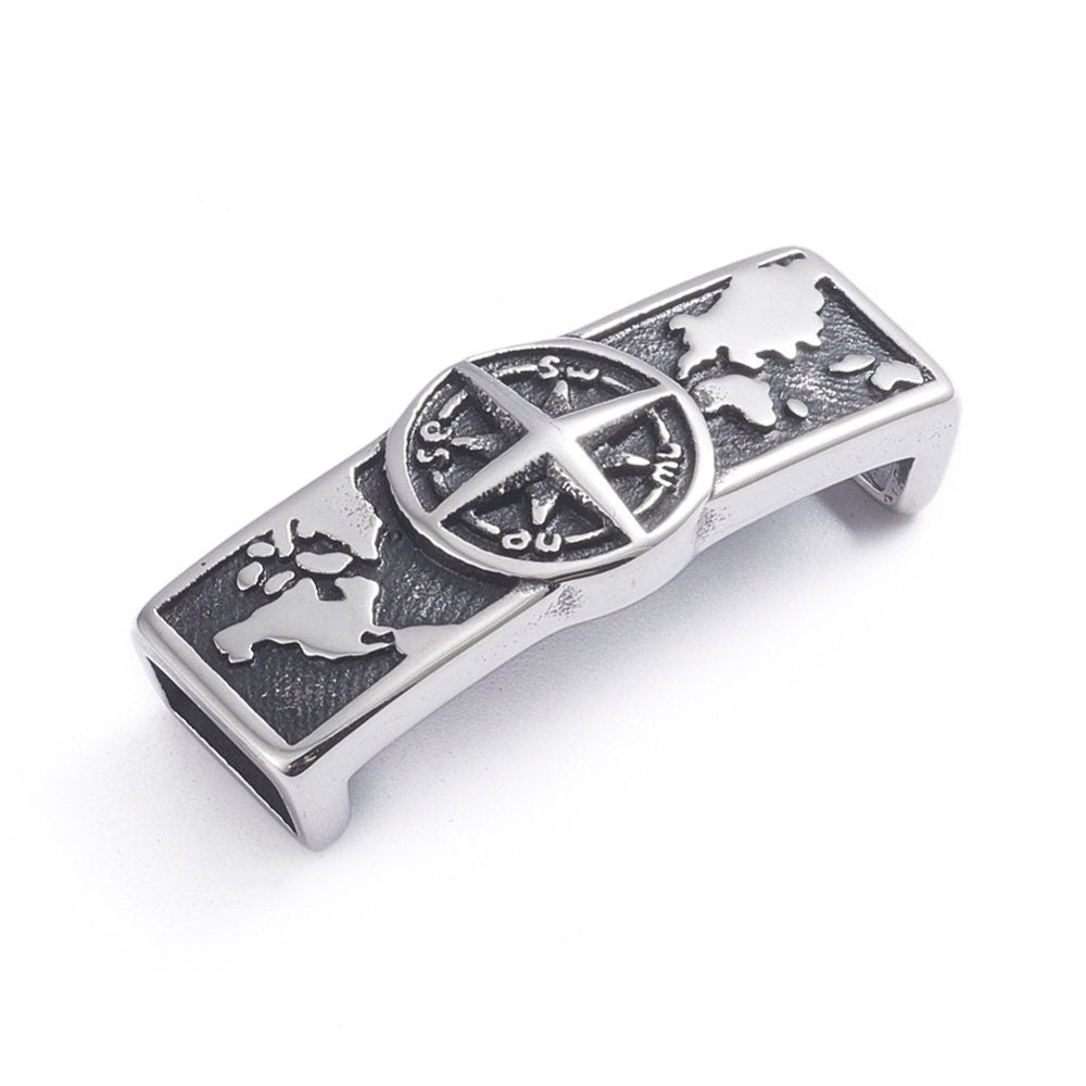 RS0193>> 304 Stainless steel Compass slider, 8x4mm stainless steel slider, slider for double 4mm round cord