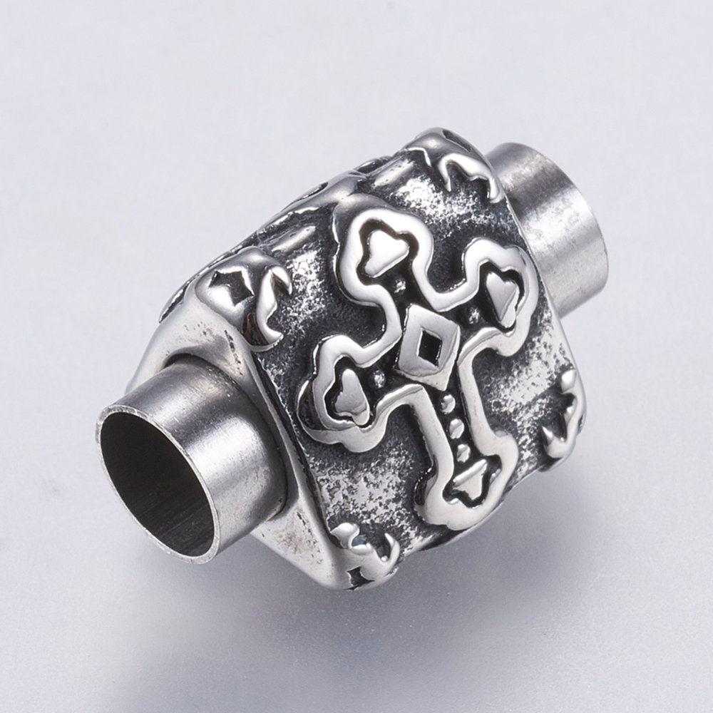 RC0217>>304 stainless steel clasp for 5mm round cord, 5mm cord cross clasp, 5mm round cord clasp qty1