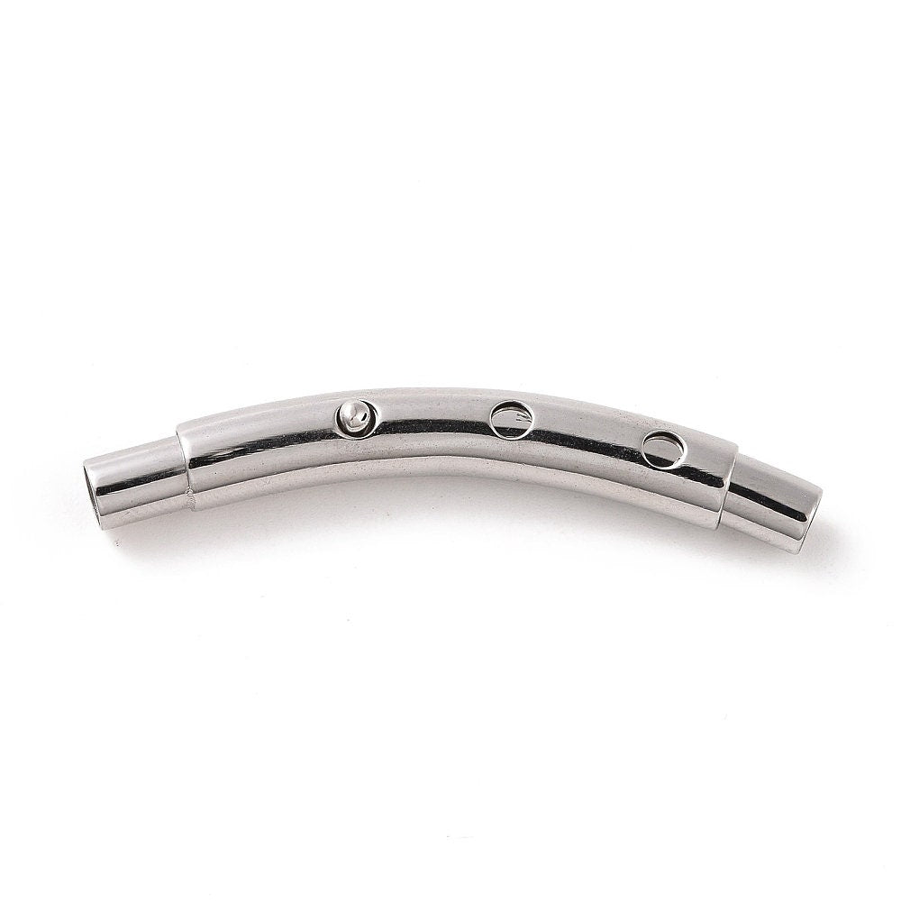 RC0225>>304 Stainless steel adjustable clasp for 3mm round cord, 3mm silver clasp qty1