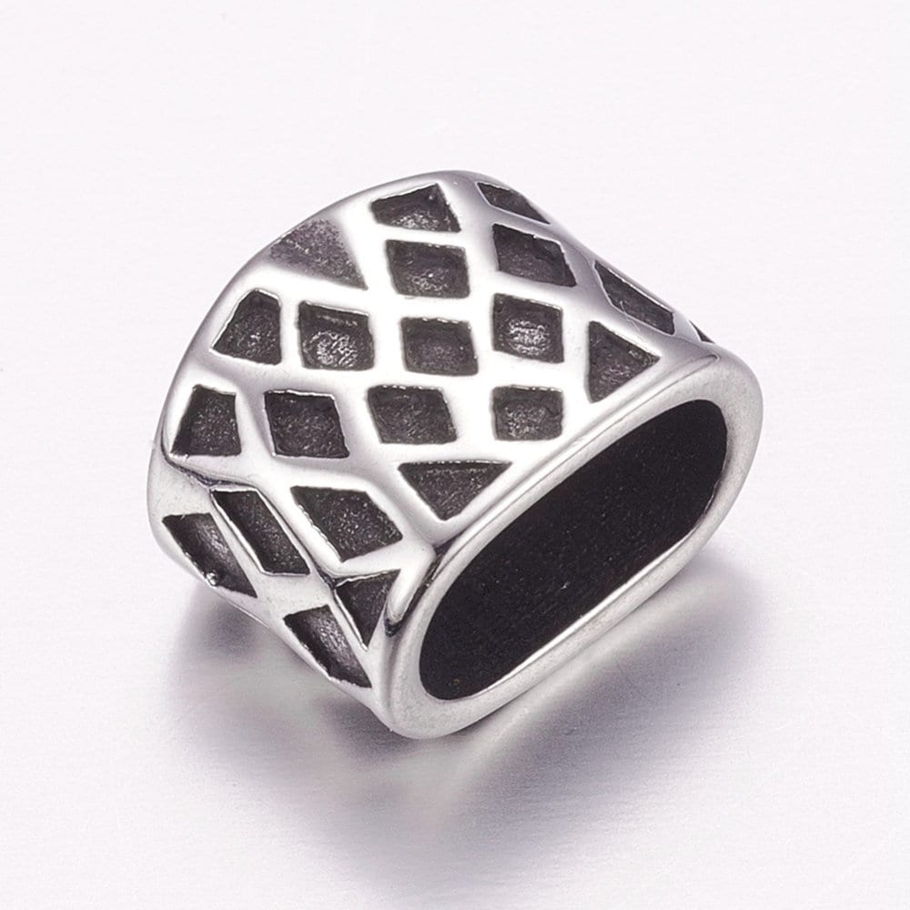 RS0192>>304 Stainless steel 10x5mm cord 2 sliders, 10x5mm engraved sliders, Qty2