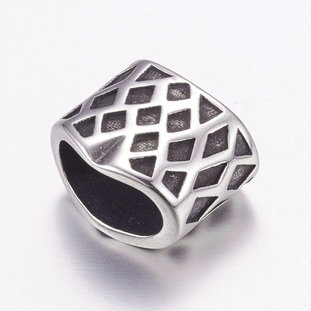 RS0192>>304 Stainless steel 10x5mm cord 2 sliders, 10x5mm engraved sliders, Qty2