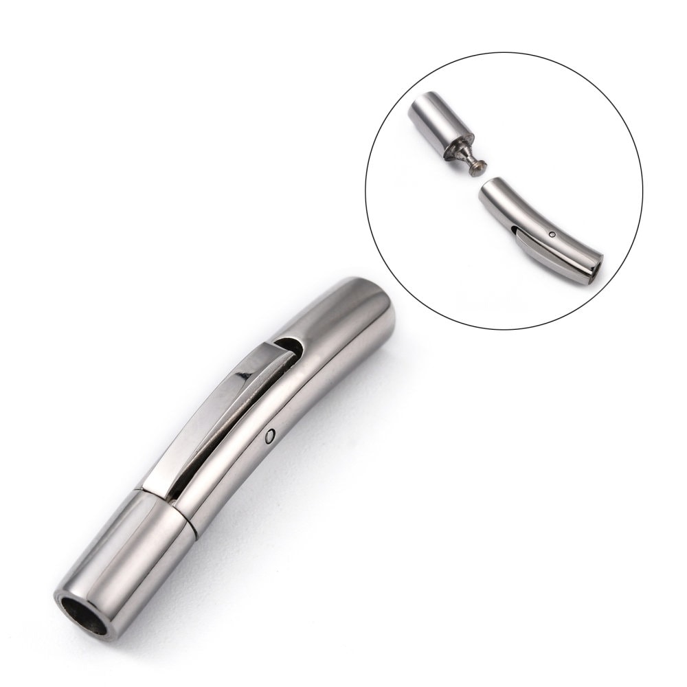 RC0226>>304 Stainless steel clasp for 3mm round cord, round leather cord bayonet clasp qty1