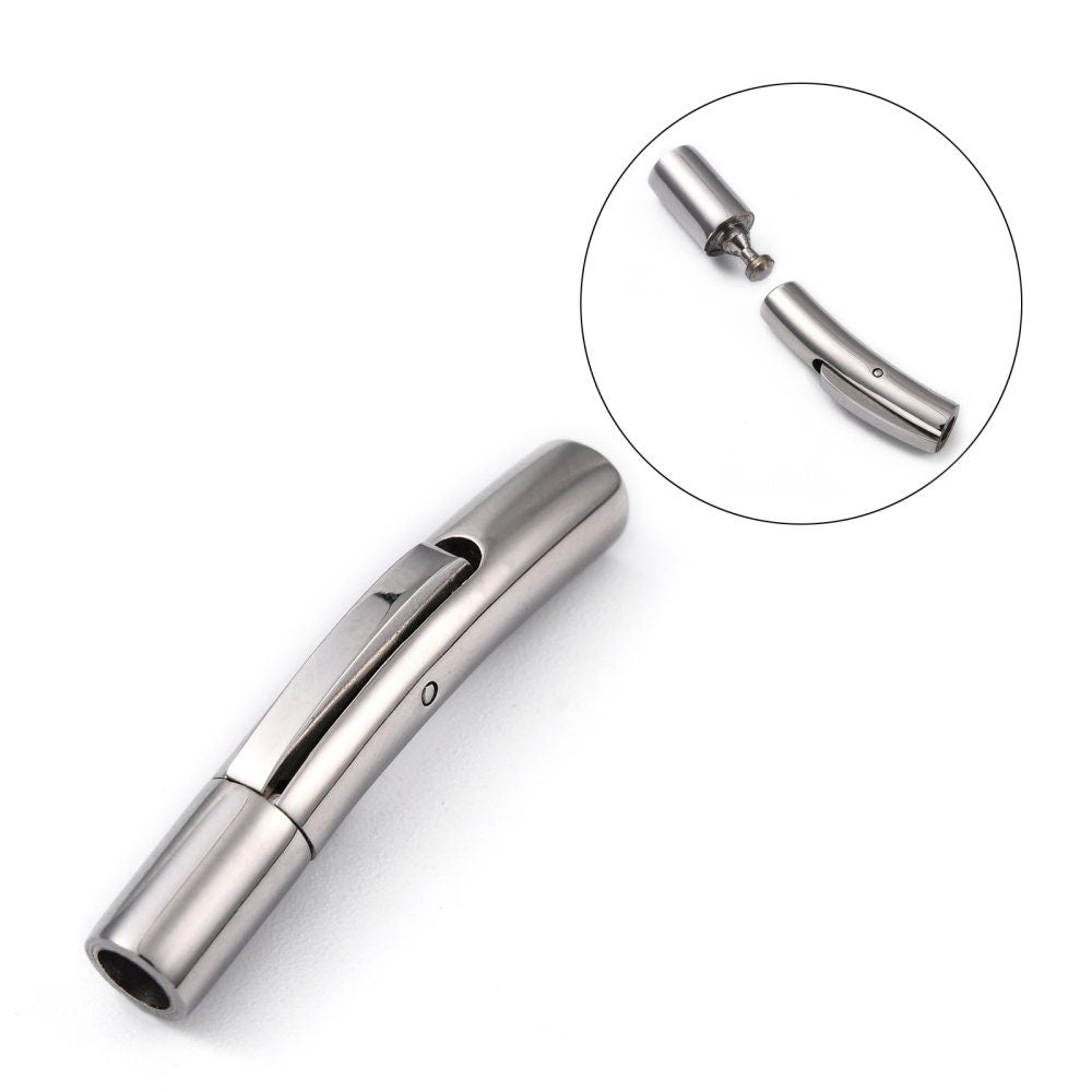 RC0226>>304 Stainless steel clasp for 3mm round cord, round leather cord bayonet clasp qty1