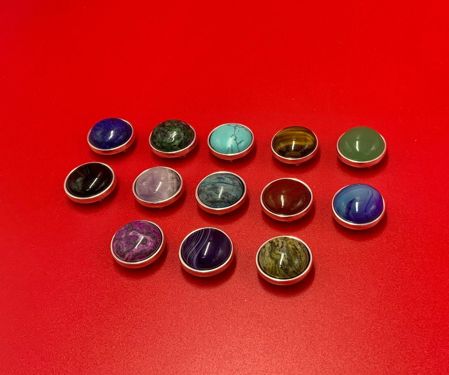 FS0636>>MADE IN EUROPE zamak 10mm slider with 20mm natural gemstone, 10mm flat cord slider with natural stone cabochon, Qty1