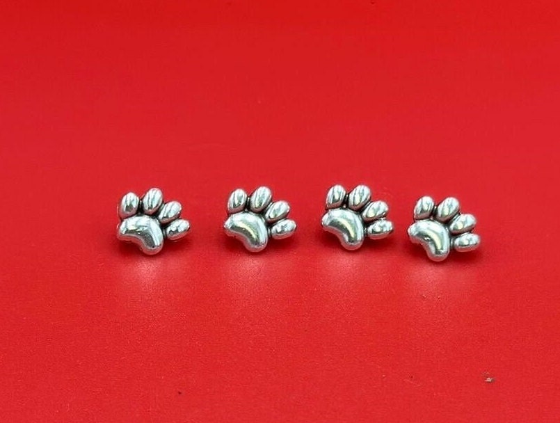 FS0642>>MADE in EUROPE 4 Zamak paw print sliders for 5mm flat cord, flat 5mm cord slider, zamak paw sliders  qty4