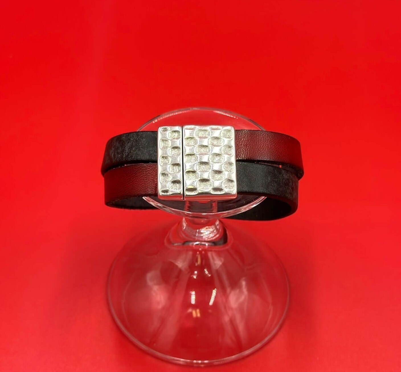 FC0427>>MADE in EUROPE Zamak clasp, 20mm flat cord clasp, hammered  clasp, silver clasp Qty1