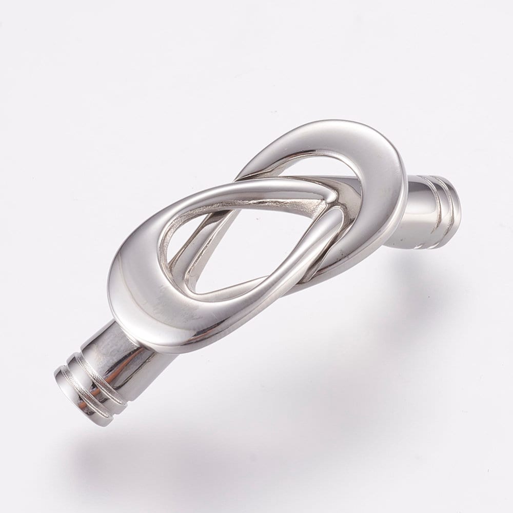 RC0109>>MADE in EUROPE 304 Stainless steel clasp, 5mm round cord clasp, 5mm silver clasp Qty1