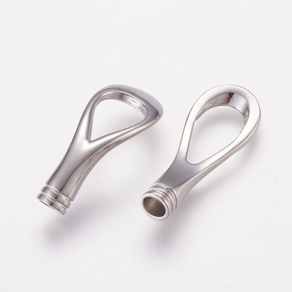 RC0109>>MADE in EUROPE 304 Stainless steel clasp, 5mm round cord clasp, 5mm silver clasp Qty1