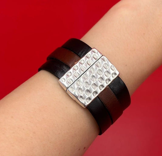 FC0426>> MADE in EUROPE flat cord hammered clasp, 30mm flat cord clasp, large clasp qty1