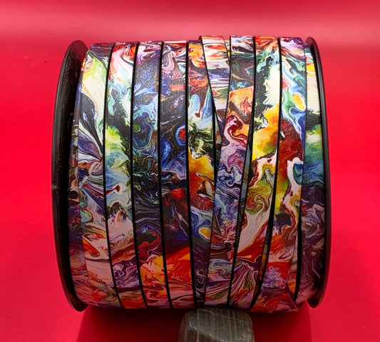 MADE in EUROPE 24'' multi color leather cord, 5mm or 10mm flat leather cord