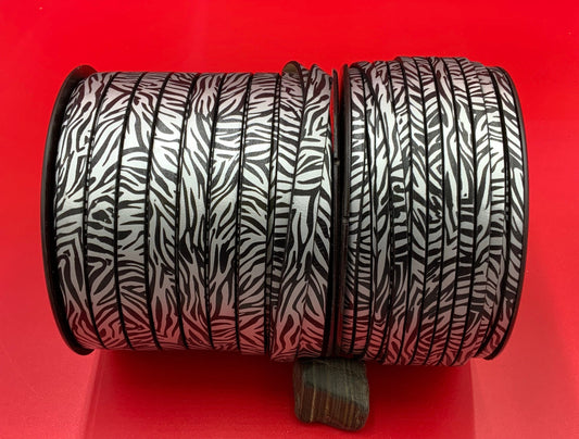 MADE in EUROPE 24'' multi-color leather cord, 5mm or 10mm flat black-grey pearl leather cord, Zebra leather cord