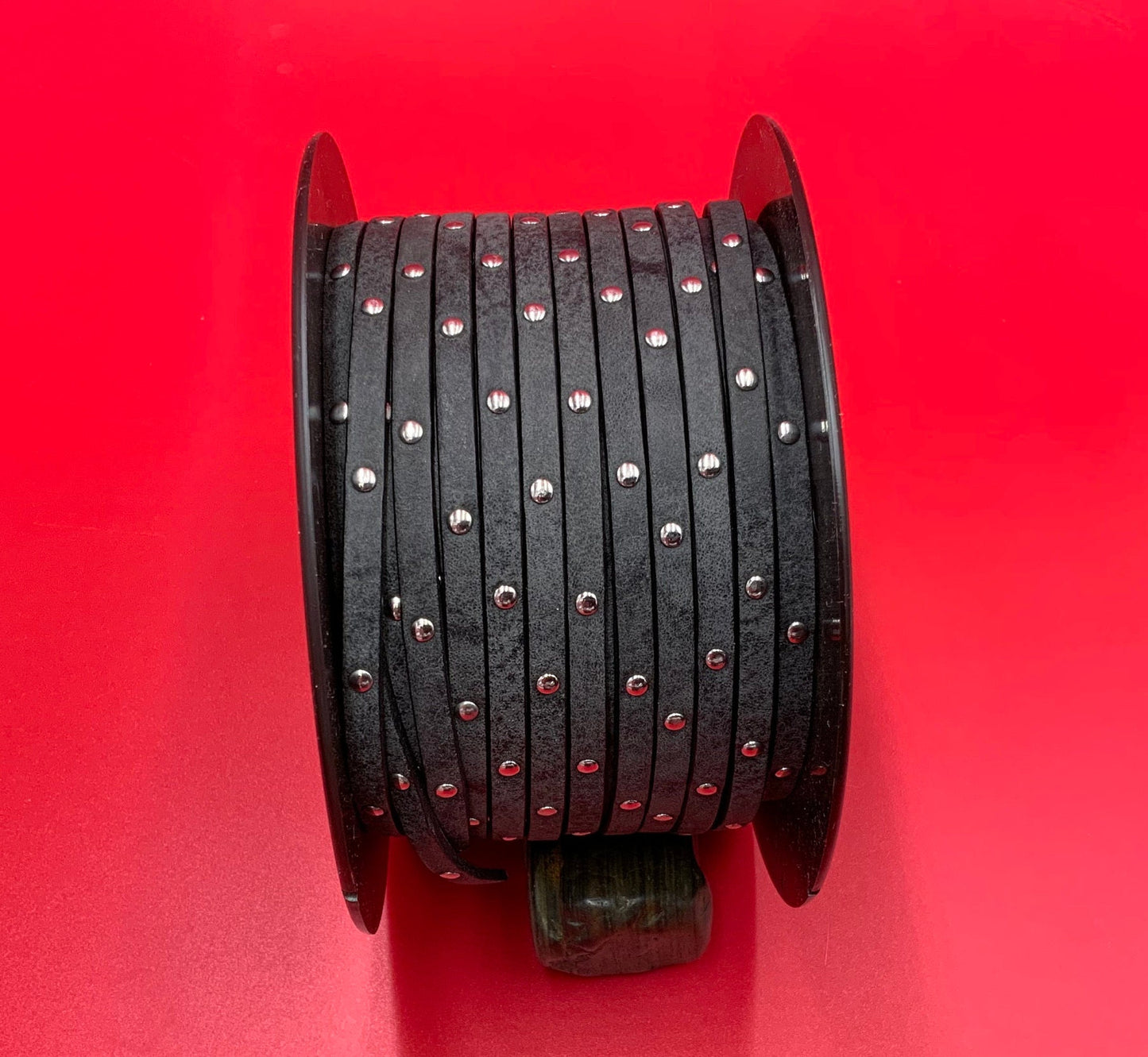 MADE in EUROPE 24'' flat 5mm leather cord with rivets, 5mm flat leather cord, 5mm leather cord