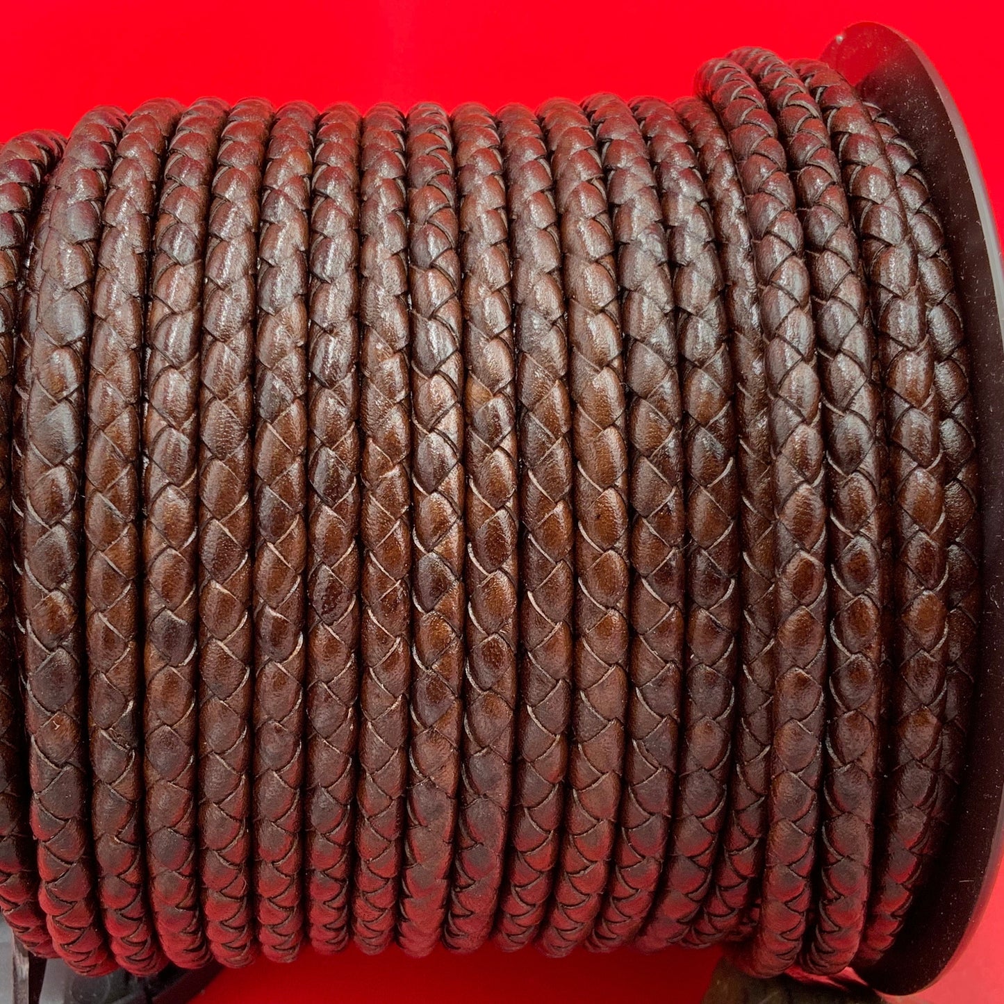 MADE in SPAIN 24" 5mm braided leather cord, 5mm brown braided leather cord