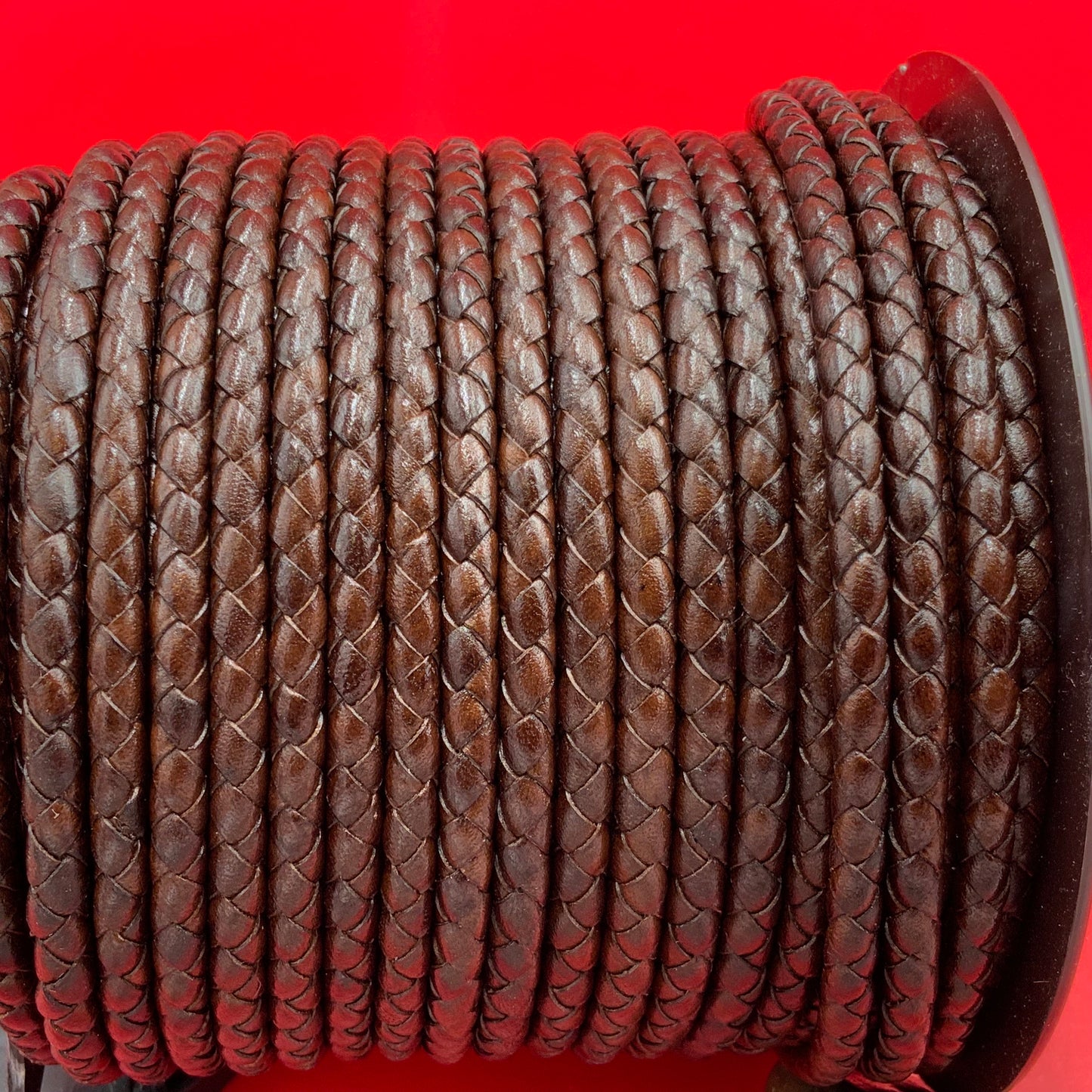 MADE in SPAIN 24" 5mm braided leather cord, 5mm brown braided leather cord